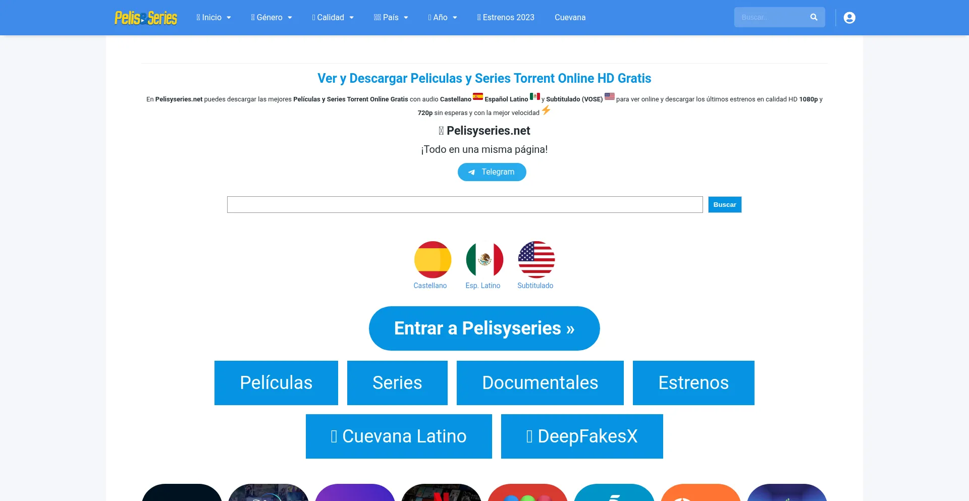 Website screenshot of Www2.pelisyseries.net