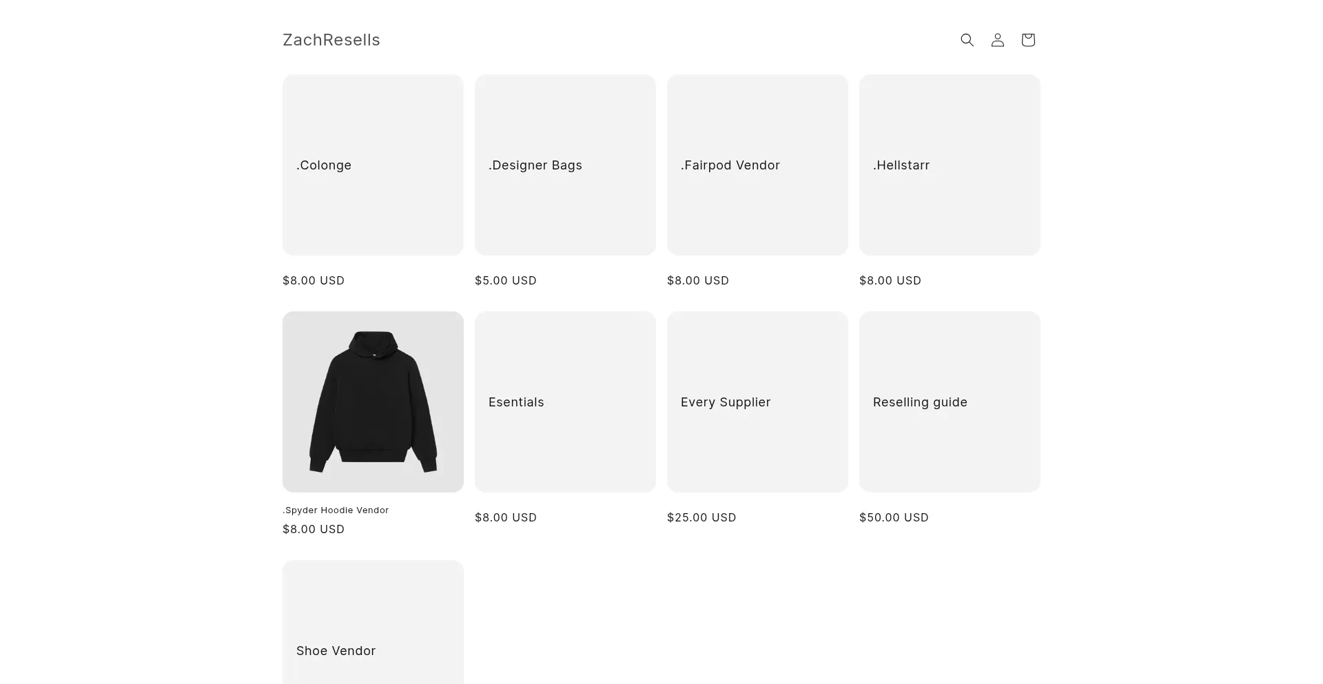 Website screenshot of Wwwzachresells.com