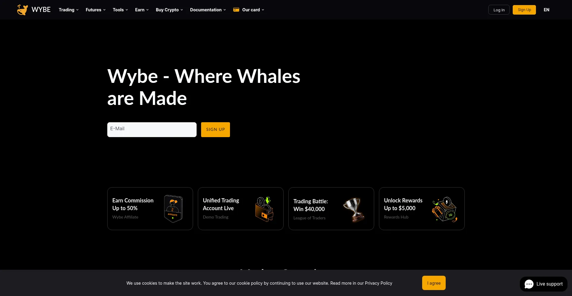 Website screenshot of Wybe.io