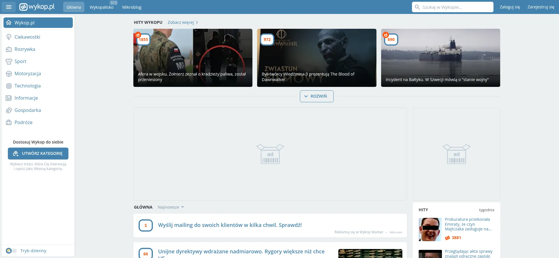 Website screenshot of Wykop.pl