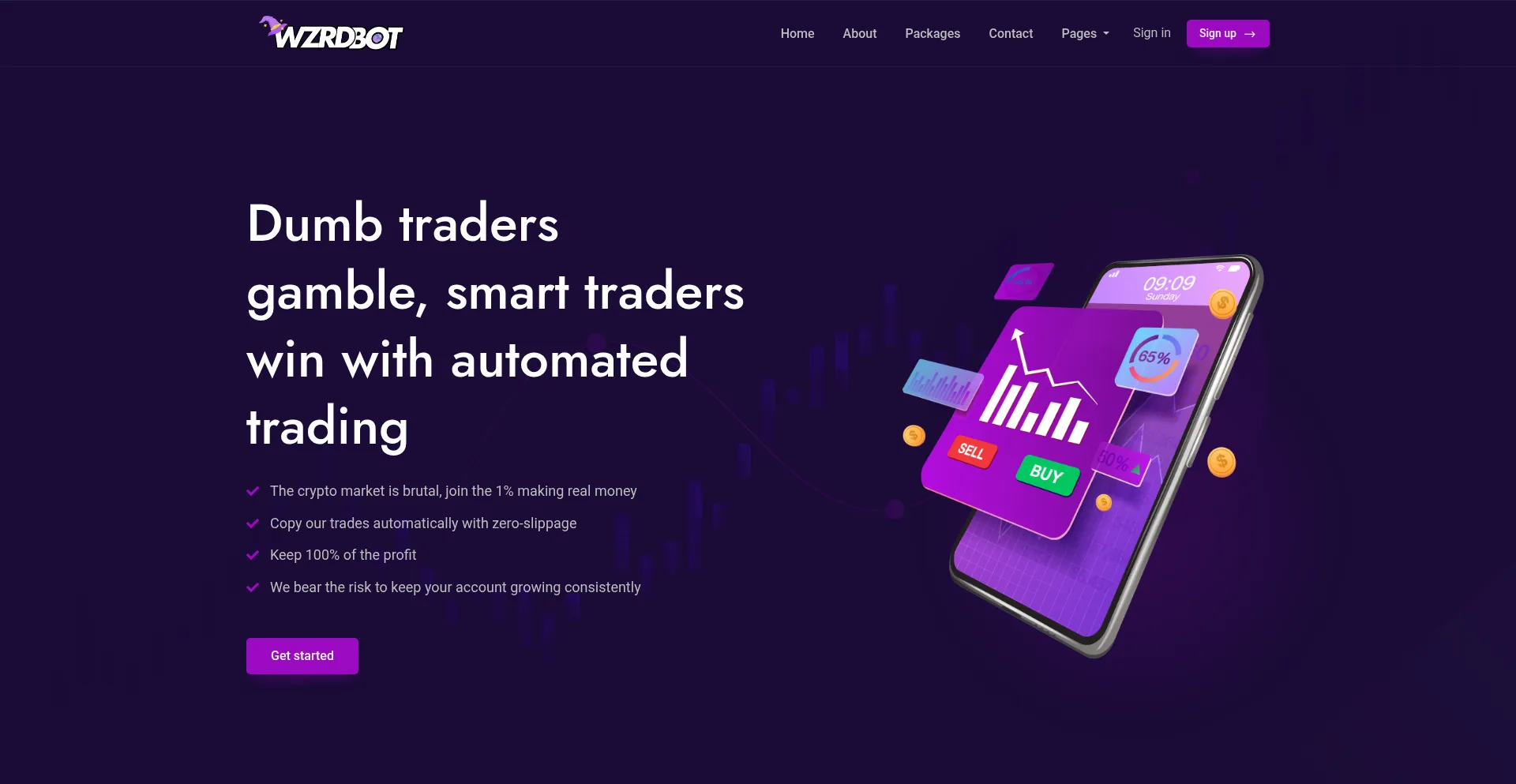 Website screenshot of Wzrdbot.com