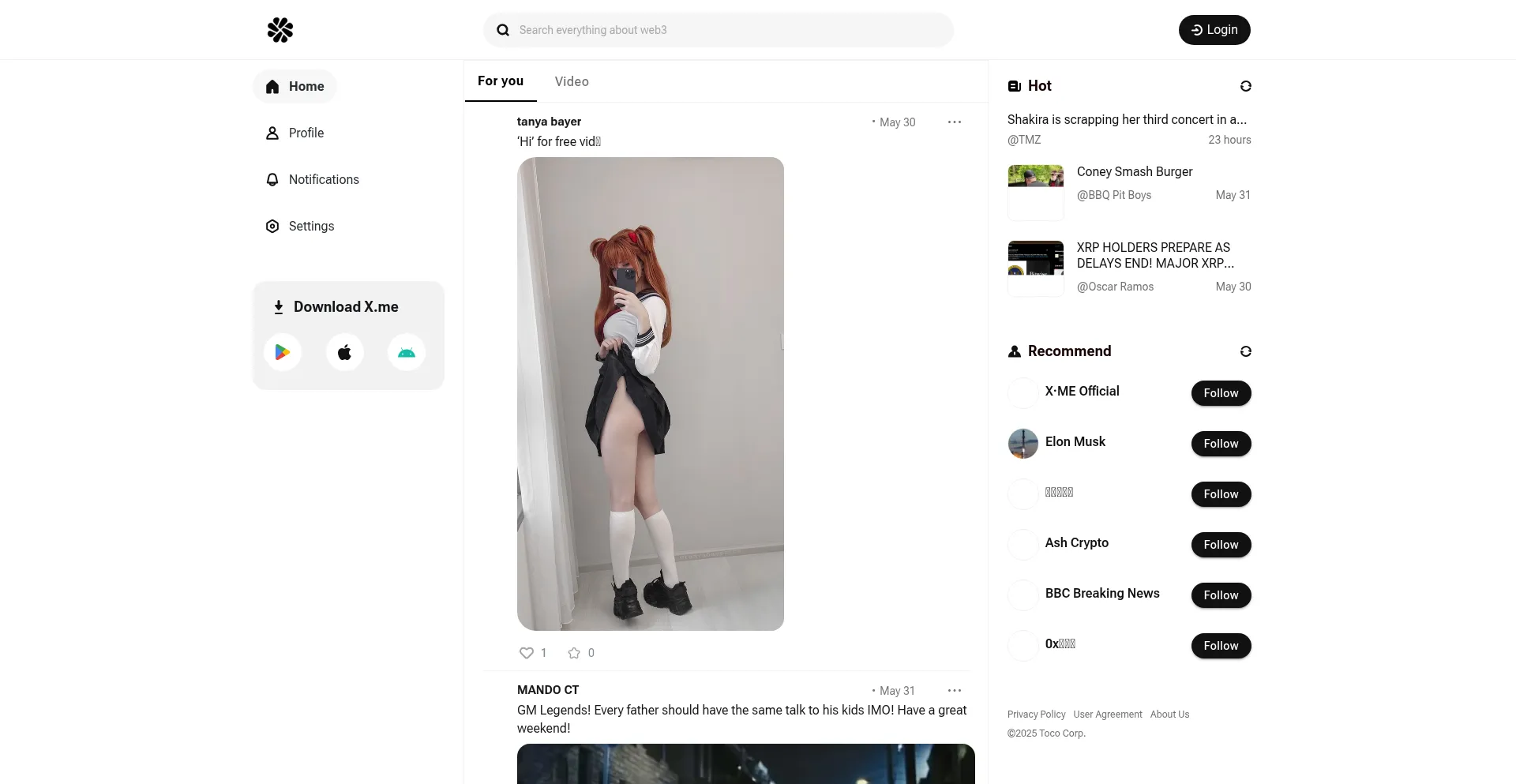 Website screenshot of X.me