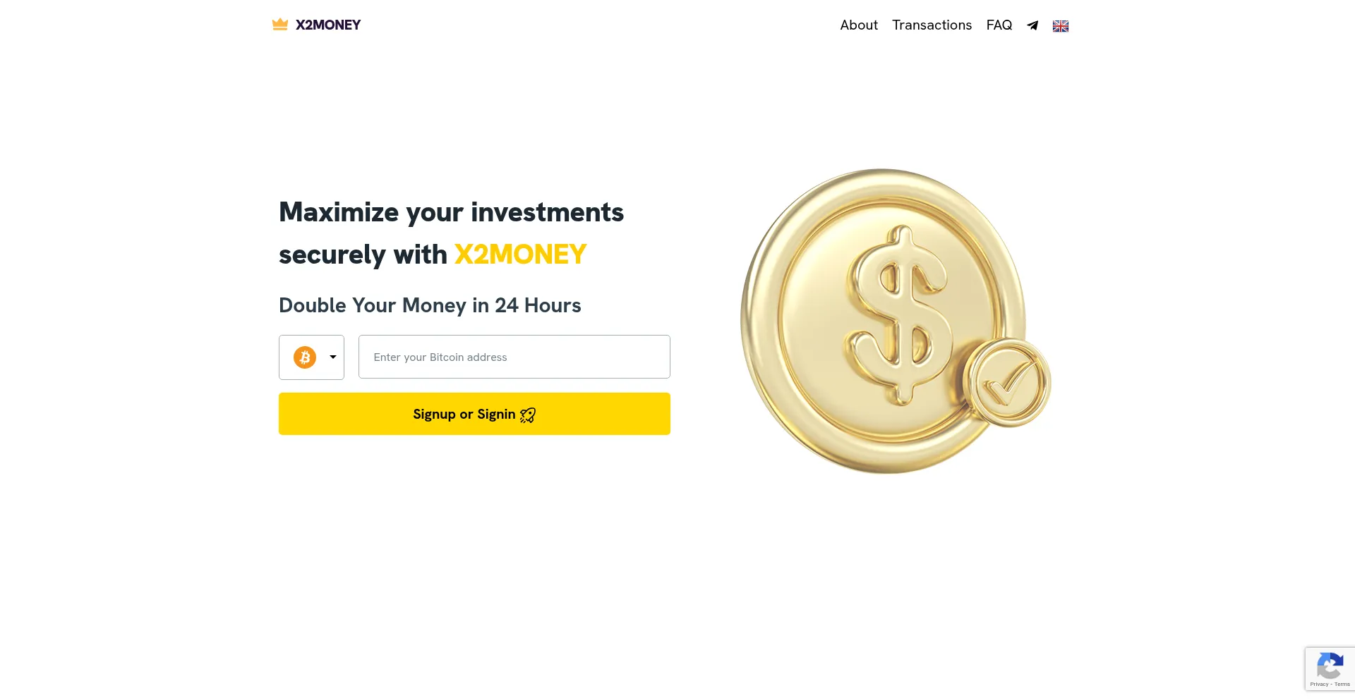 Website screenshot of X2money.buzz