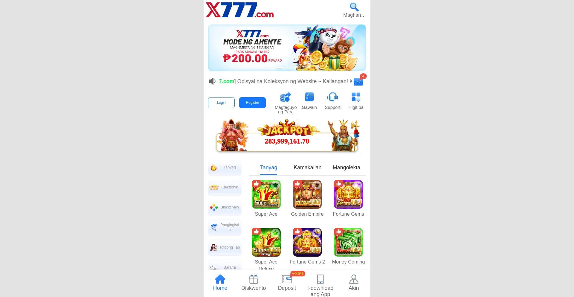 Website screenshot of X777aa.com