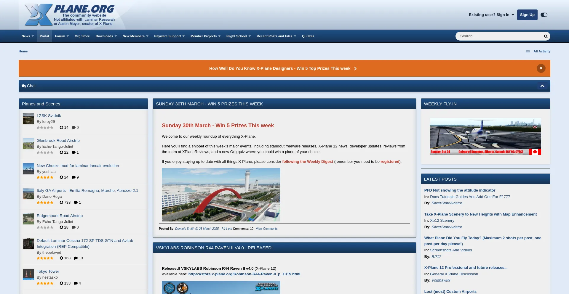 Website screenshot of X-plane.org