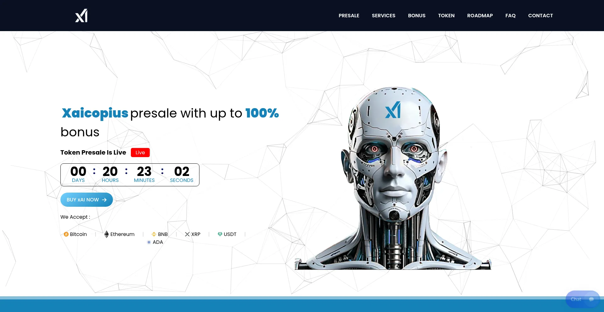 Website screenshot of Xaicopius.com