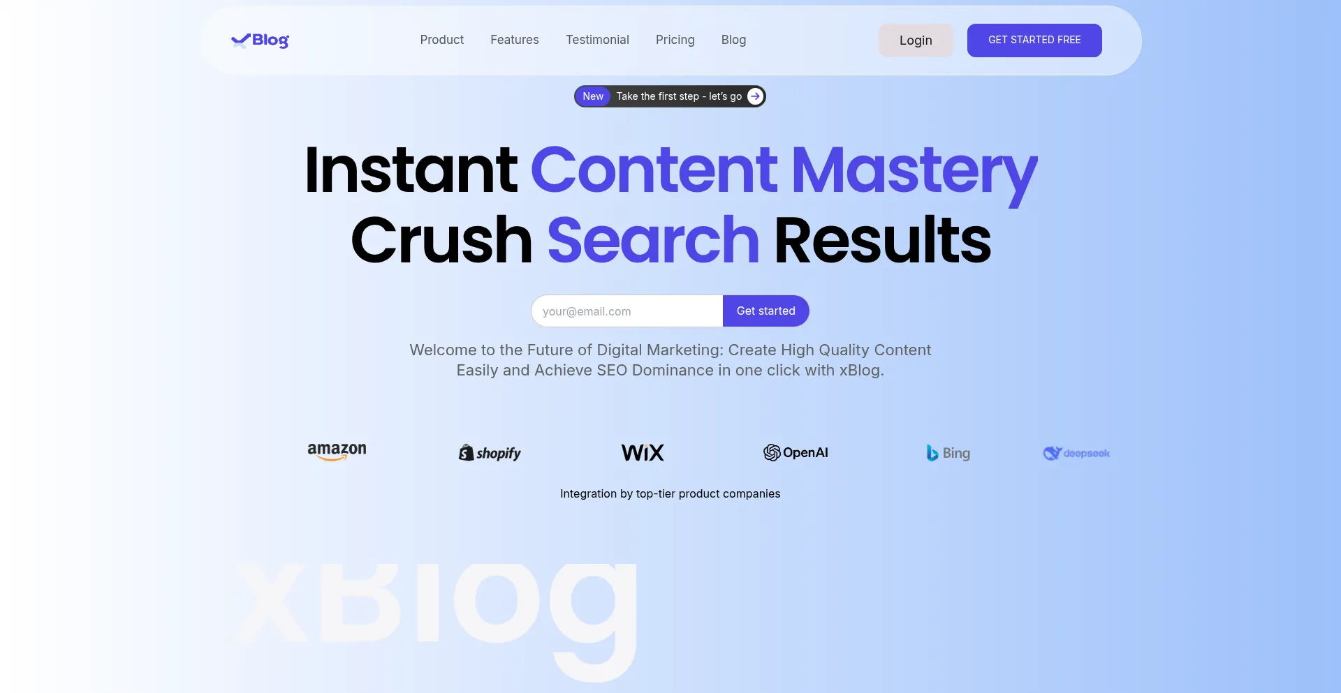 Website screenshot of Xblog.ai