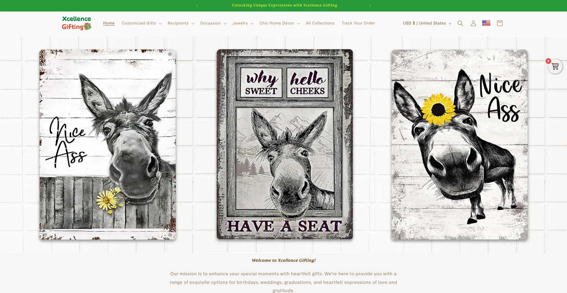 Website screenshot of Xcellencegifting.com