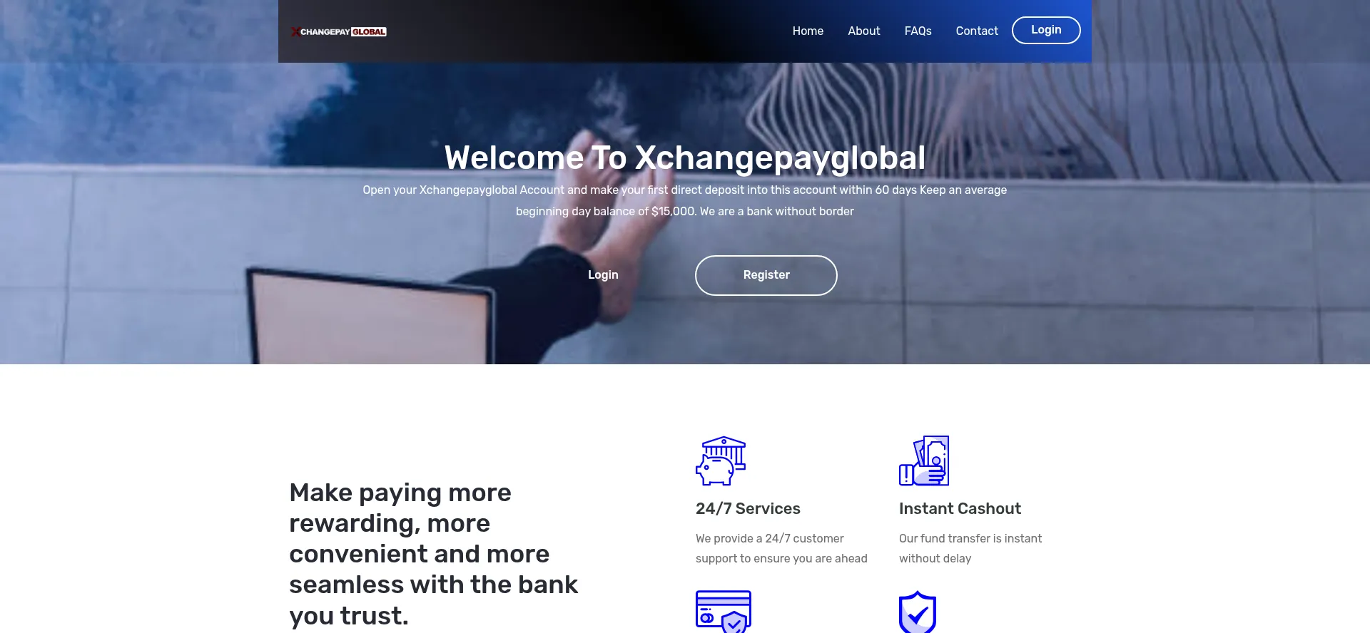 Website screenshot of Xchangepayglobals.com