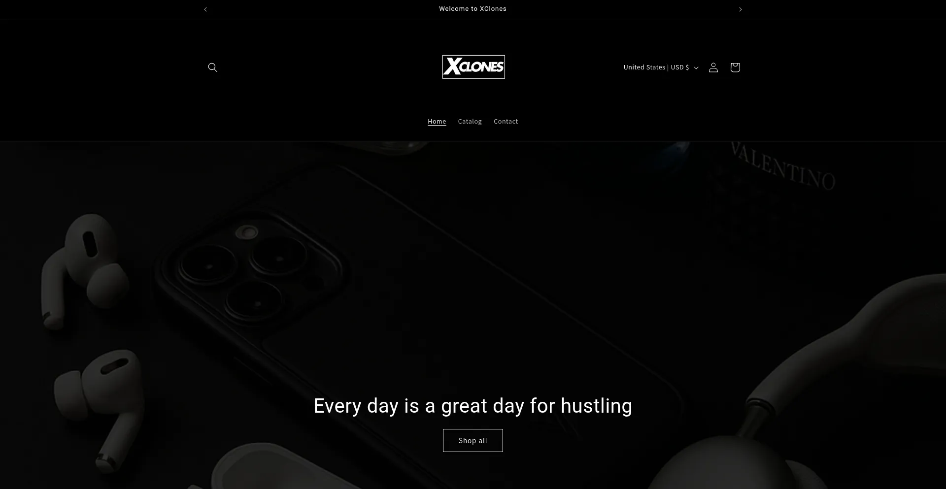 Website screenshot of Xclones.store