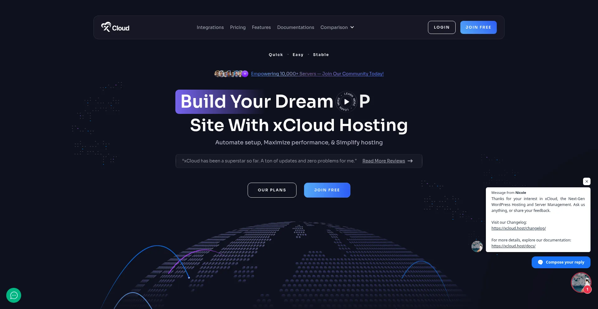 Website screenshot of Xcloud.host