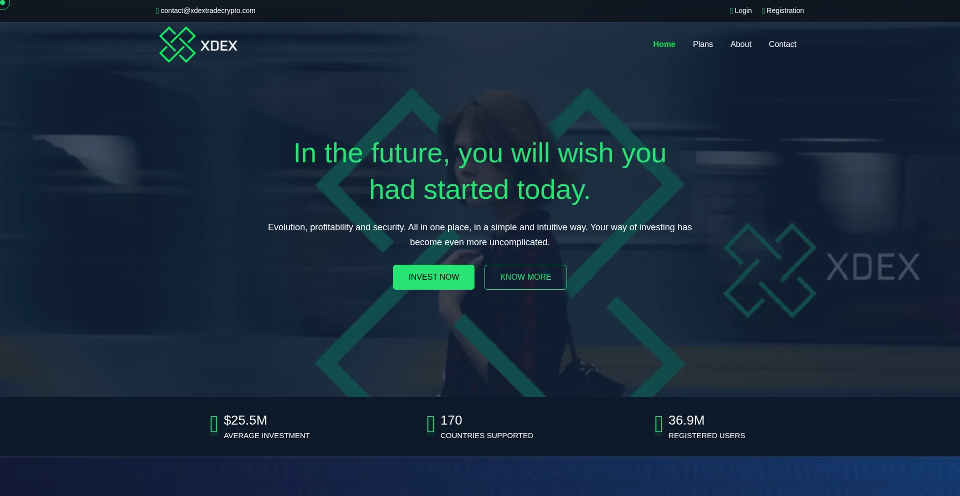 Website screenshot of Xdextradecrypto.com
