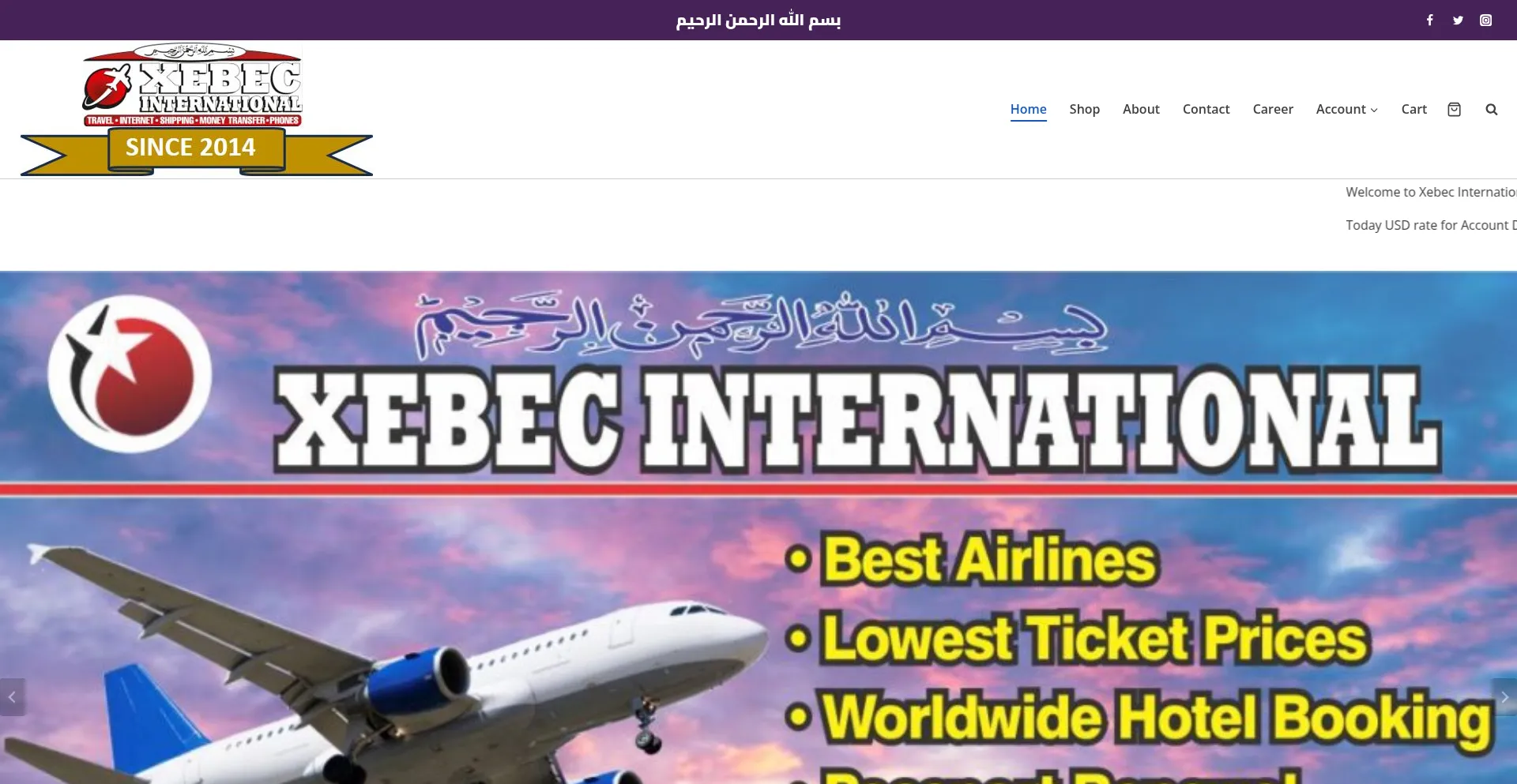 Website screenshot of Xebecinternational.com