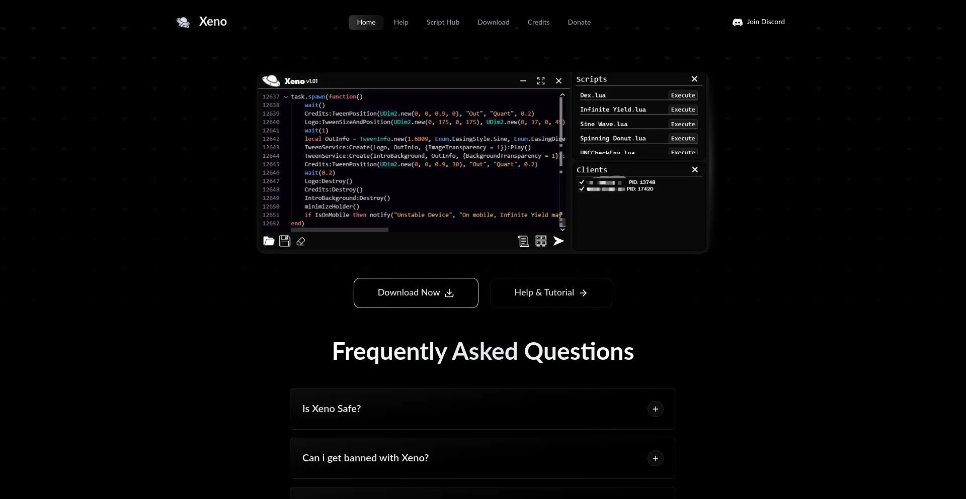 Website screenshot of Xeno.now