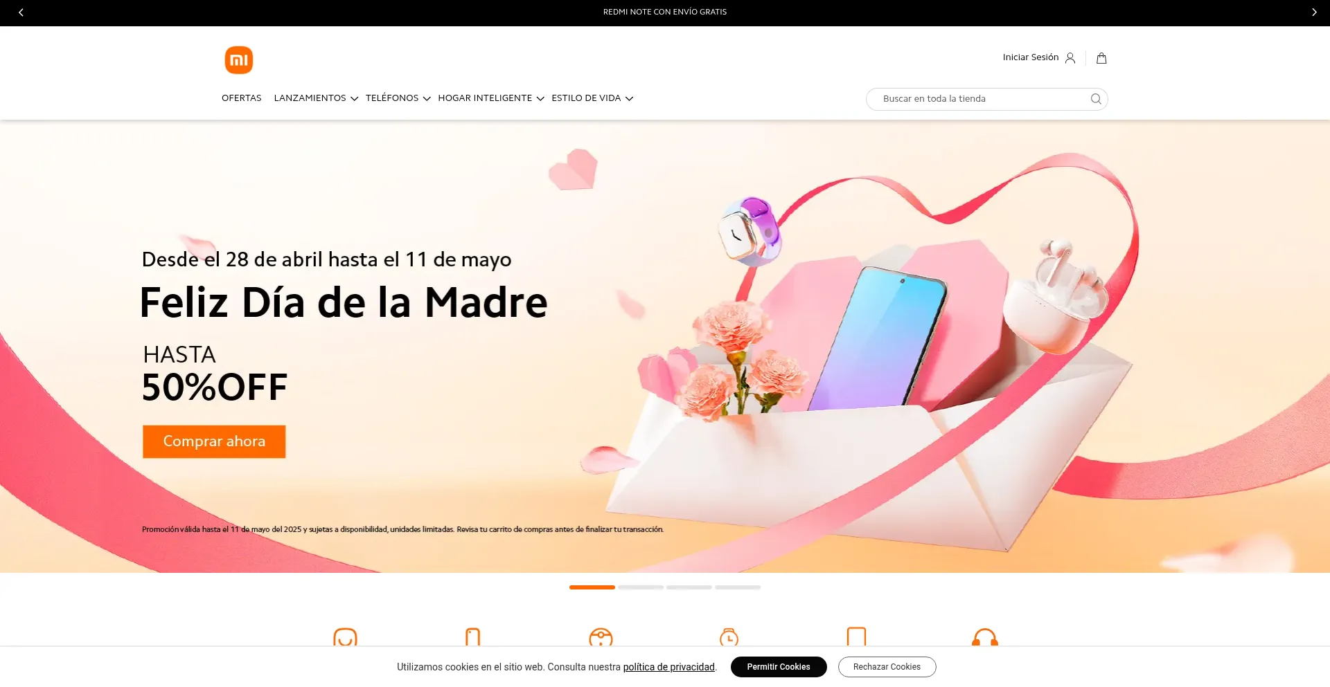 Website screenshot of Xiaomionline.cl