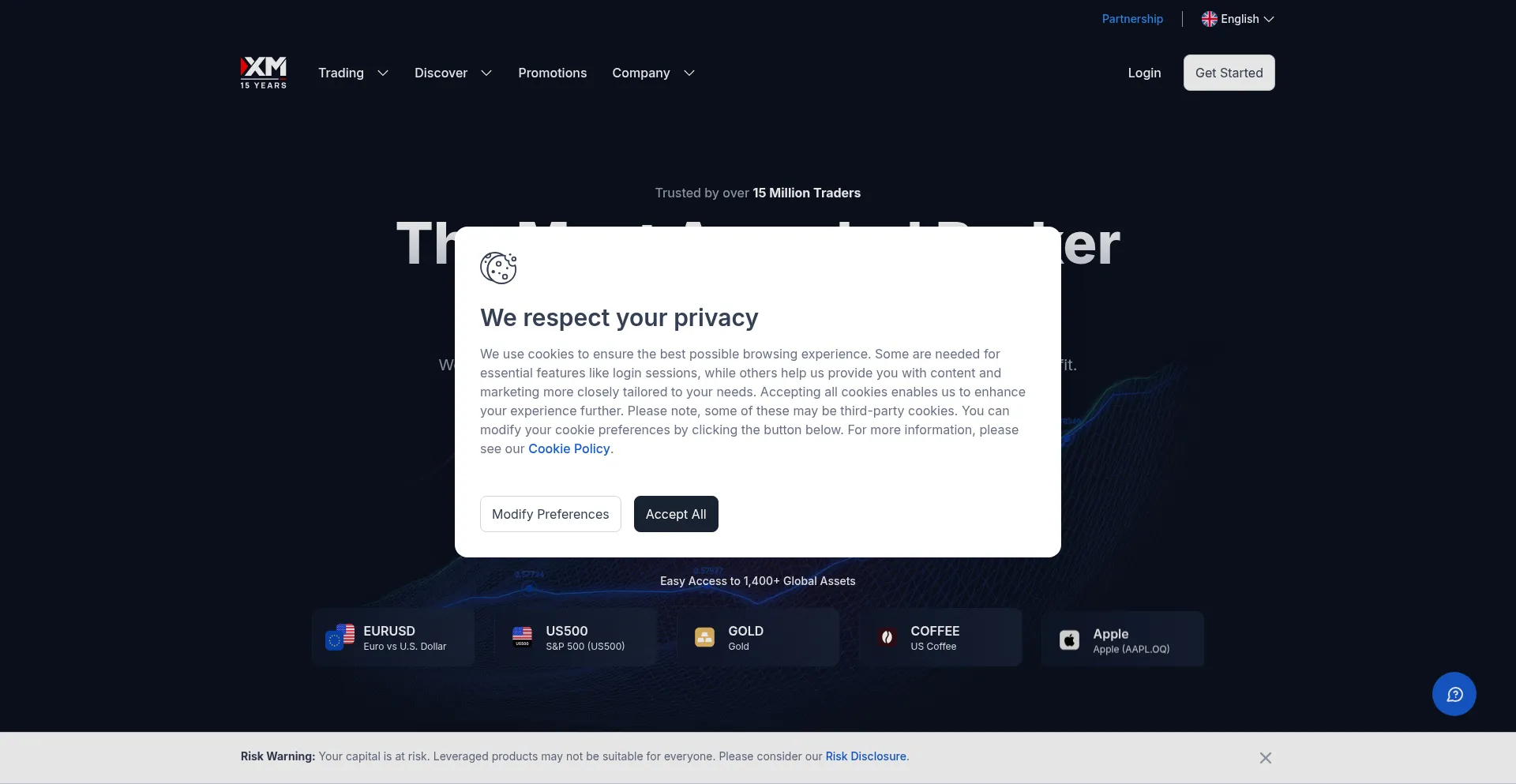 Website screenshot of Xmglobal.com
