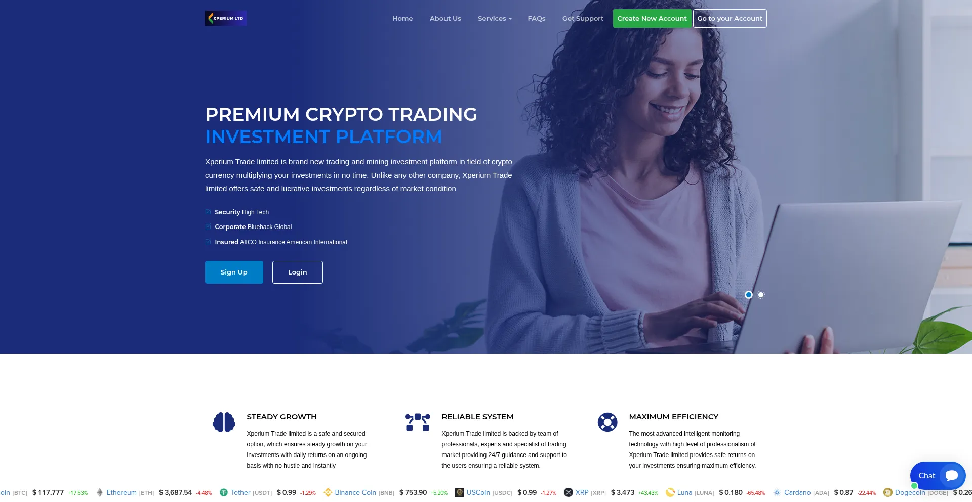 Website screenshot of Xperiumtrade.com