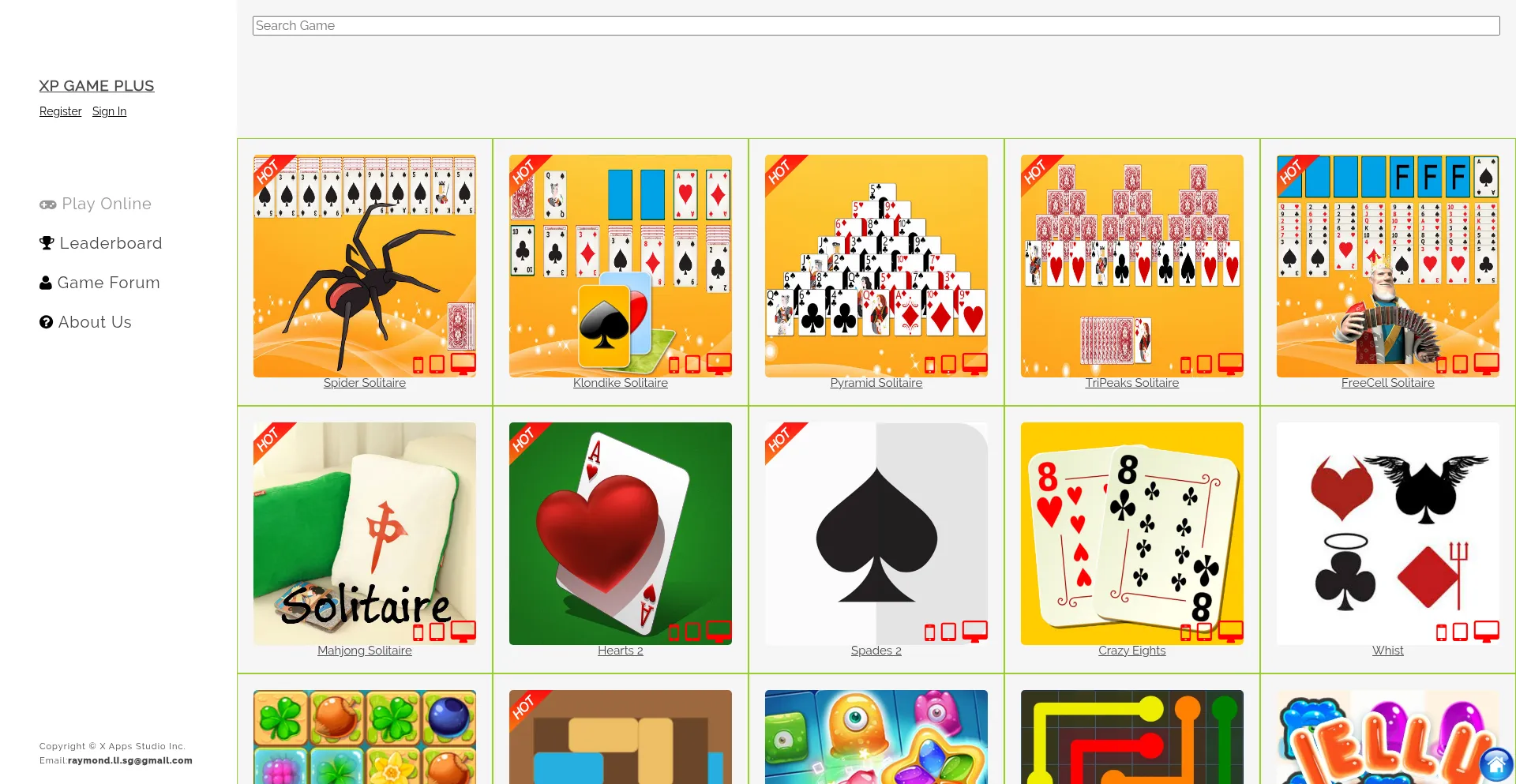 Website screenshot of Xpgameplus.com