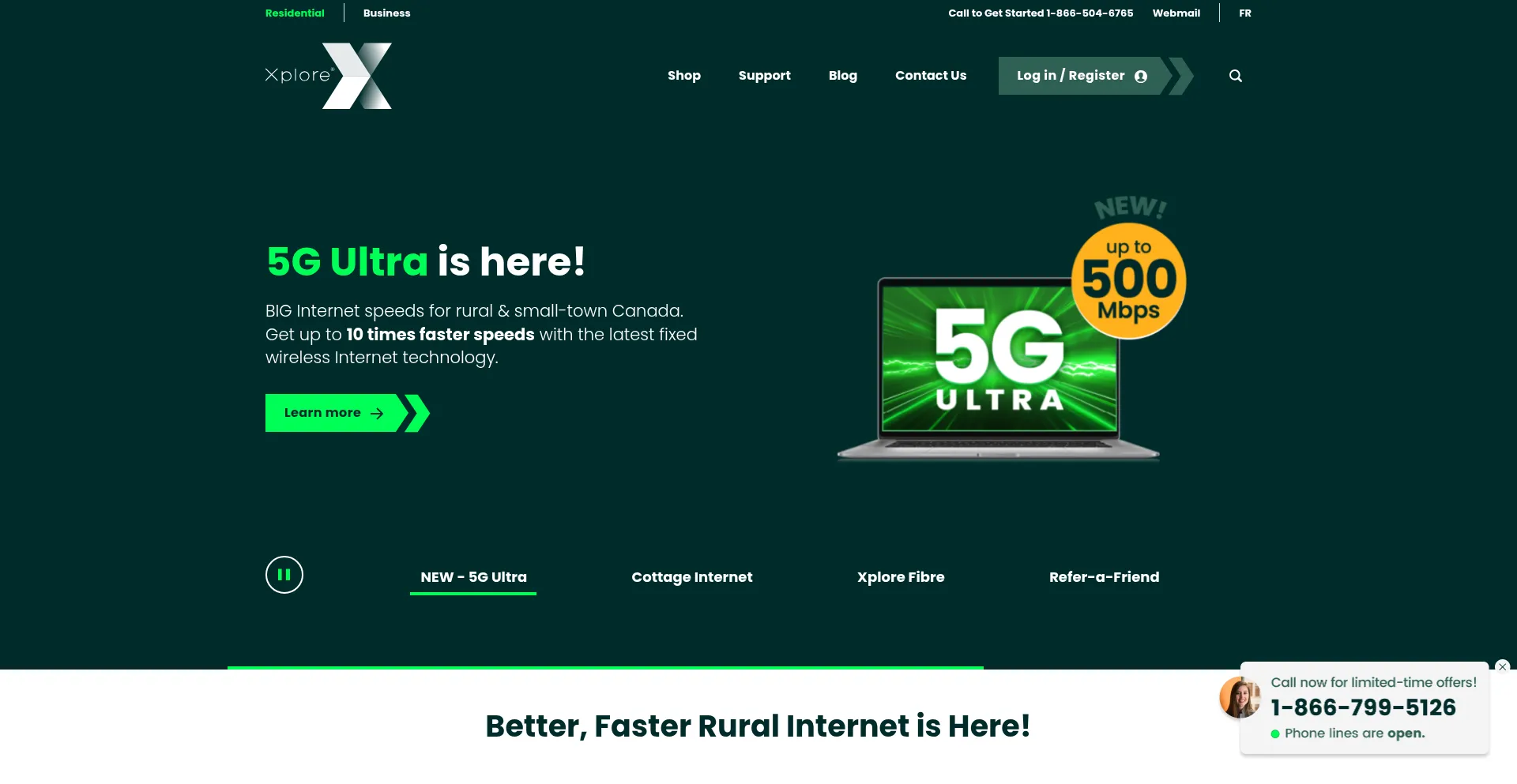 Website screenshot of Xplore.ca