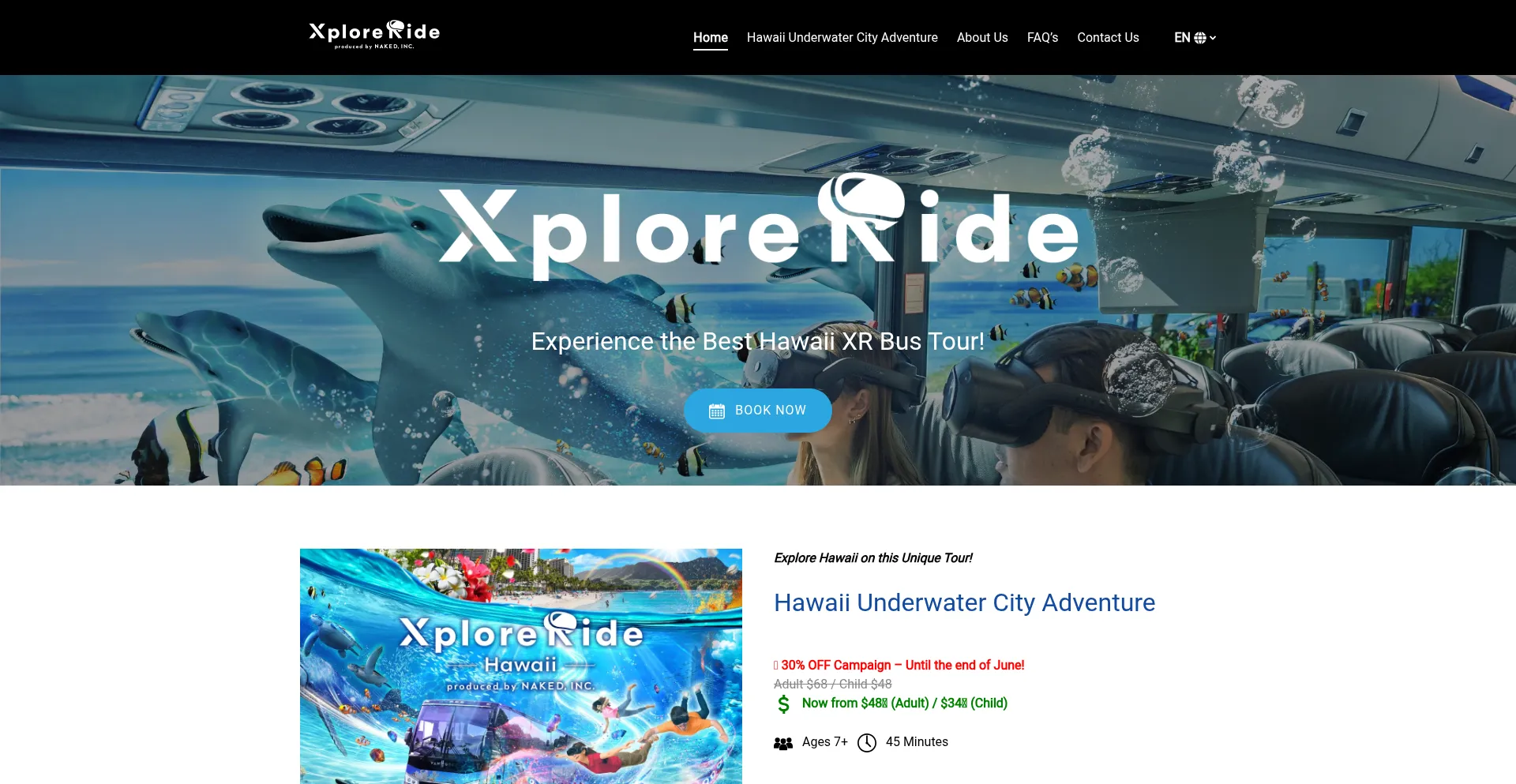 Website screenshot of Xploreride.com