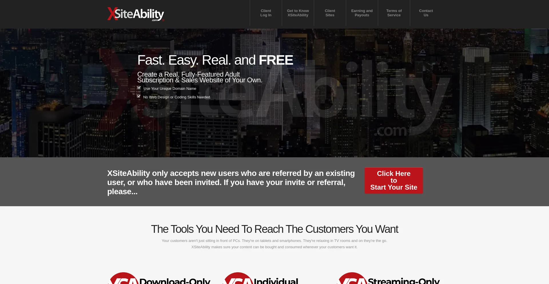 Website screenshot of Xsiteability.com