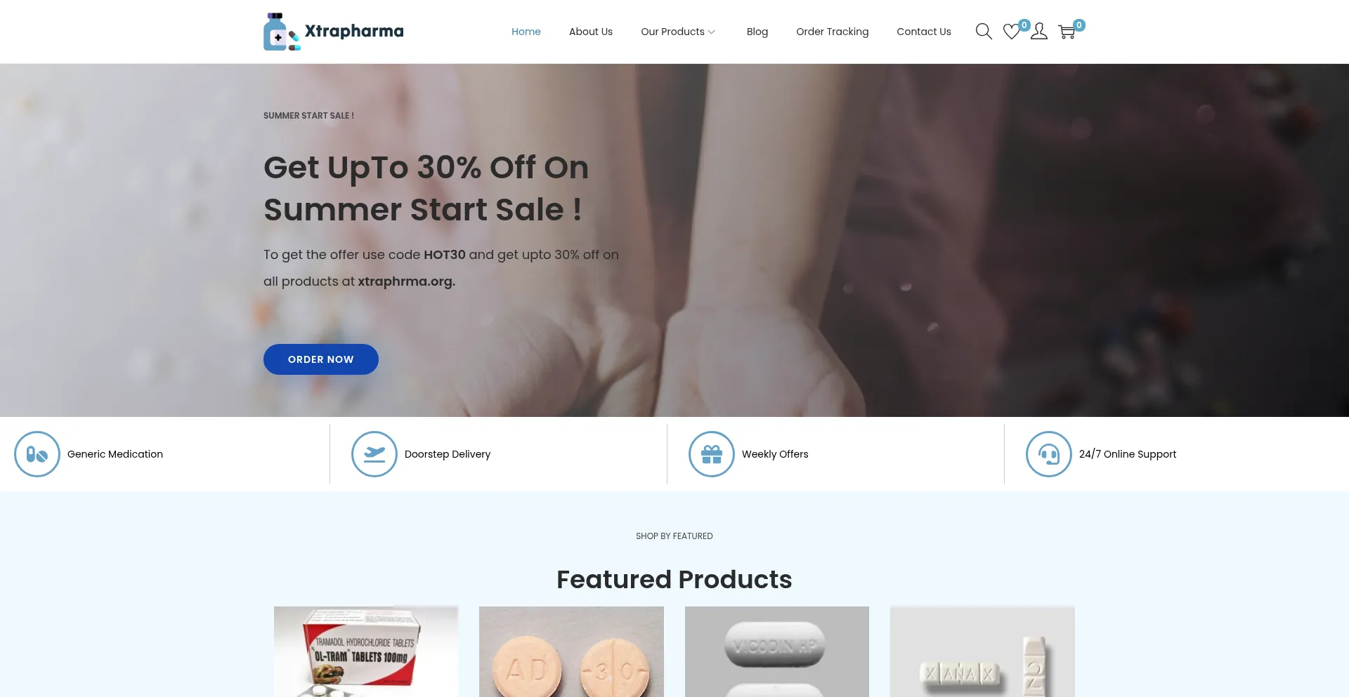 Website screenshot of Xtrapharma.org