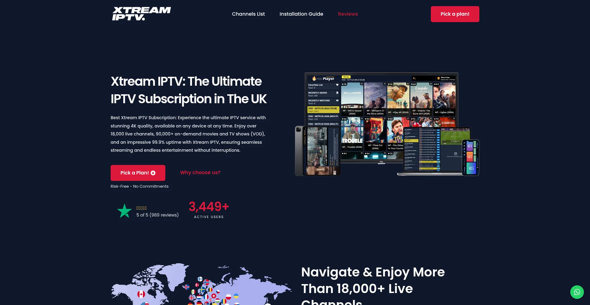Website screenshot of Xtream-iptv.uk