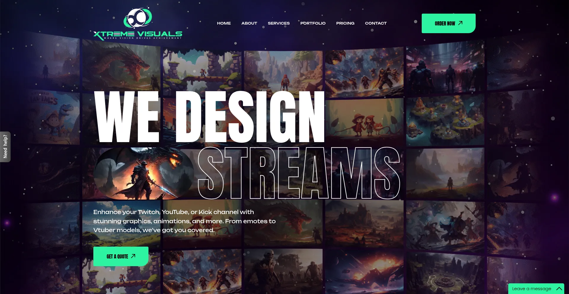 Website screenshot of Xtremevisuals.com