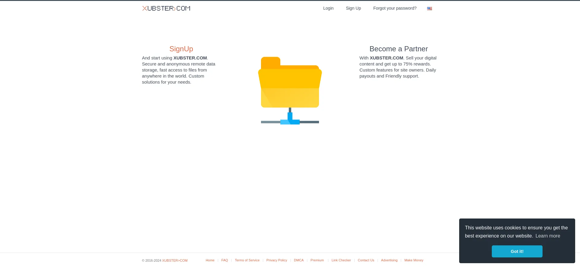 Website screenshot of Xubster.com