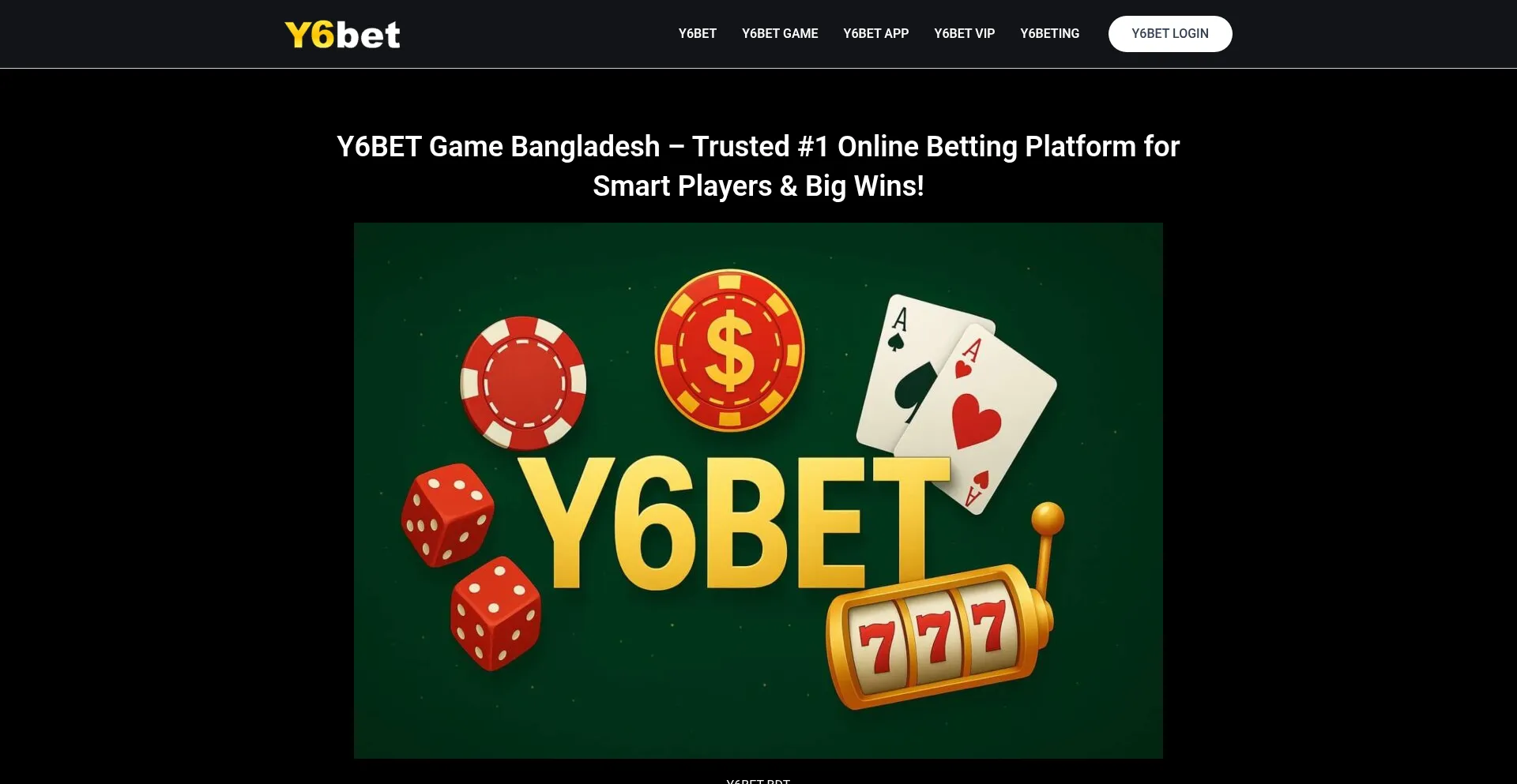 Website screenshot of Y6bet-bdt.com
