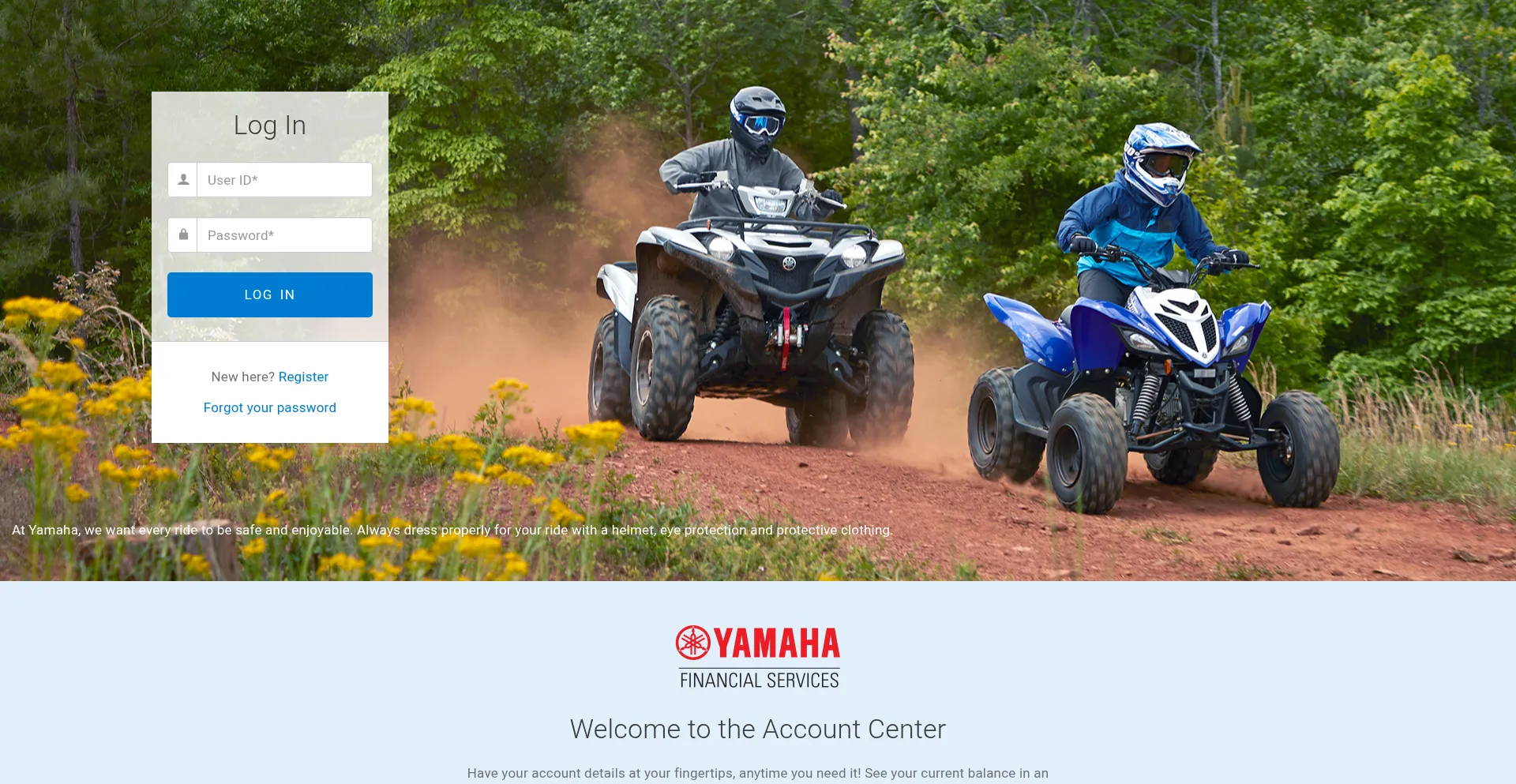 Website screenshot of Yamahamotorfinanceusa.com