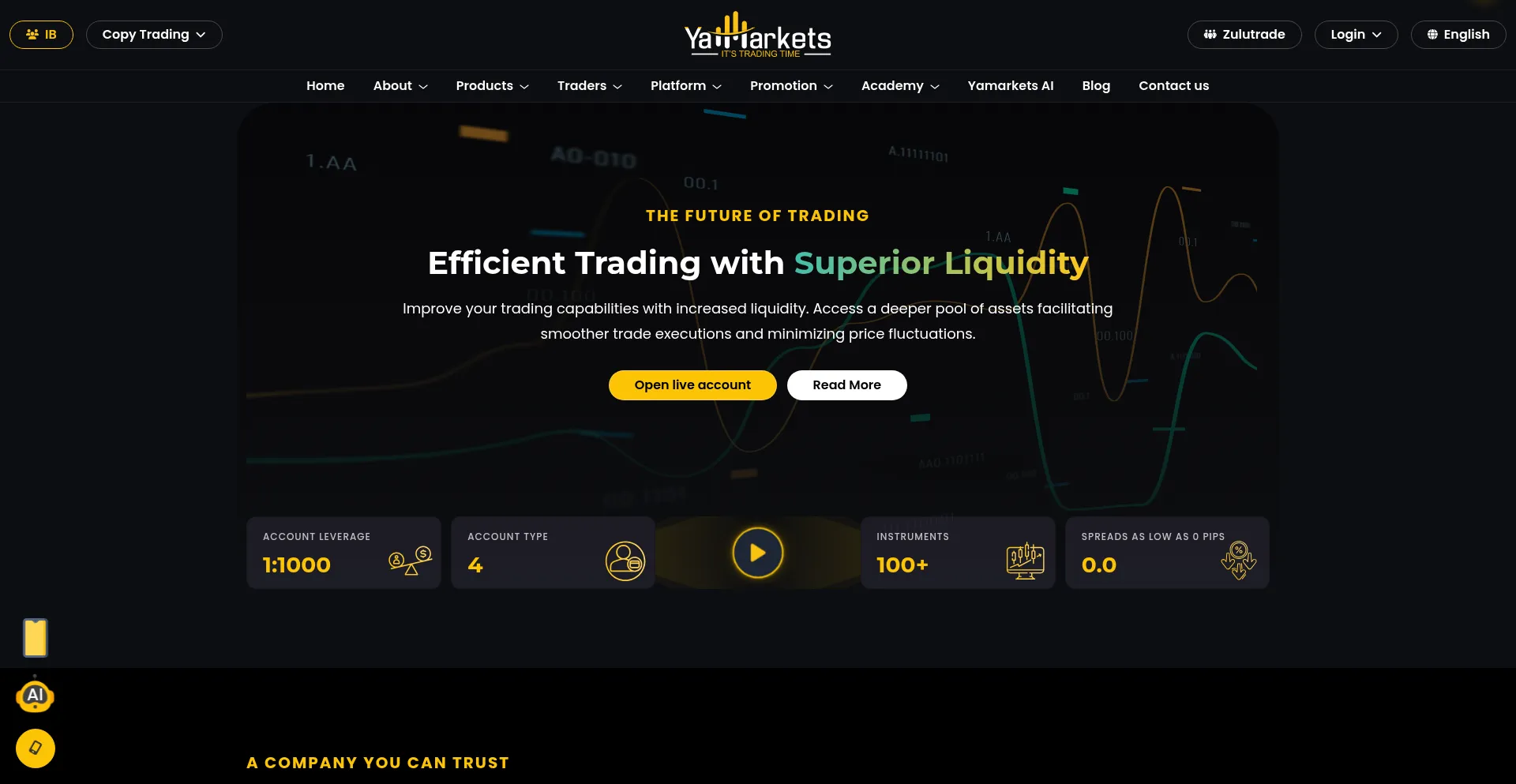 Website screenshot of Yamarkets.com