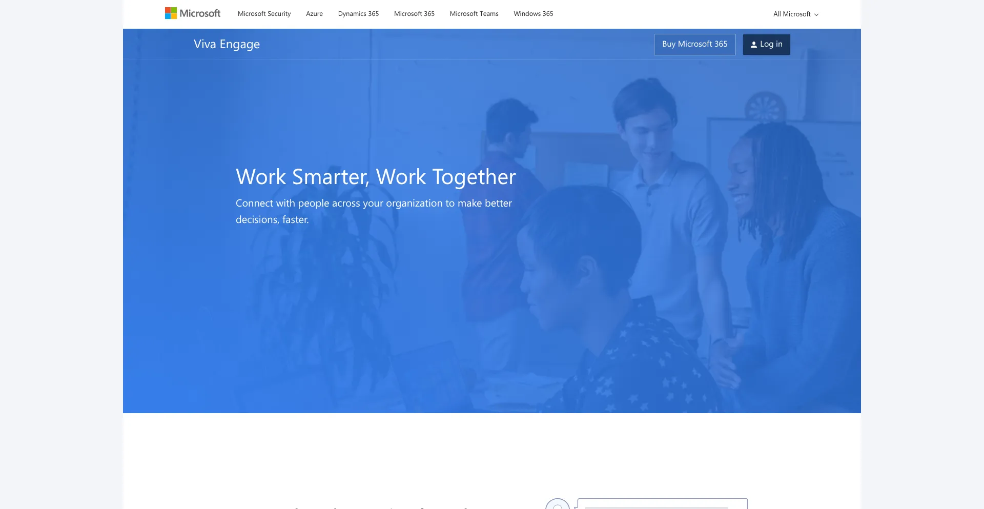 Website screenshot of Yammer.com