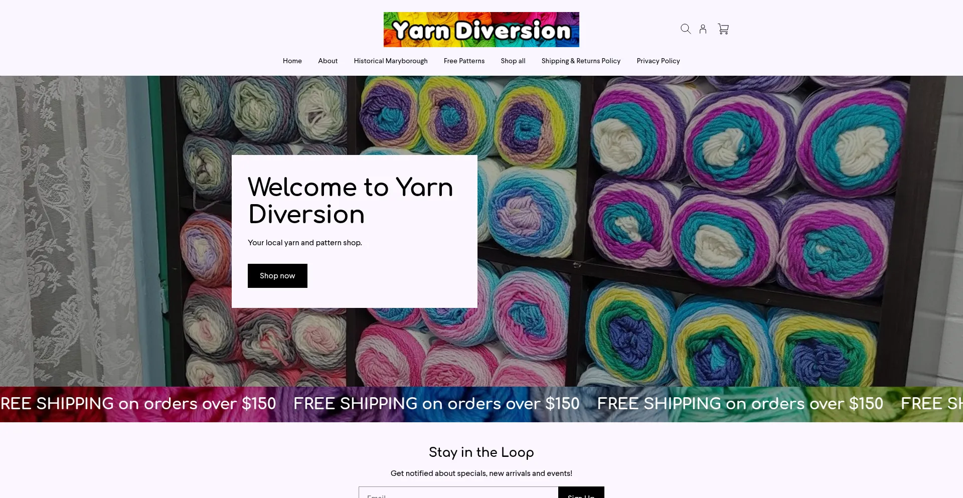 Website screenshot of Yarndiversion.com.au