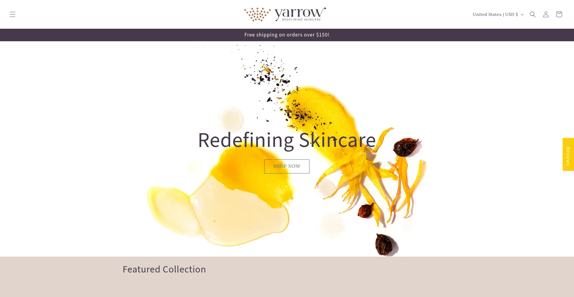 Website screenshot of Yarrowskin.com