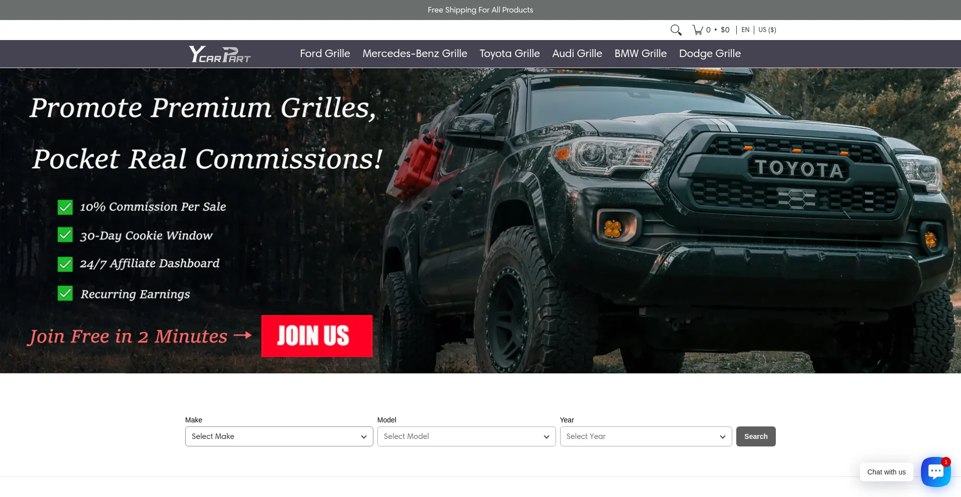 Website screenshot of Ycarpart.com