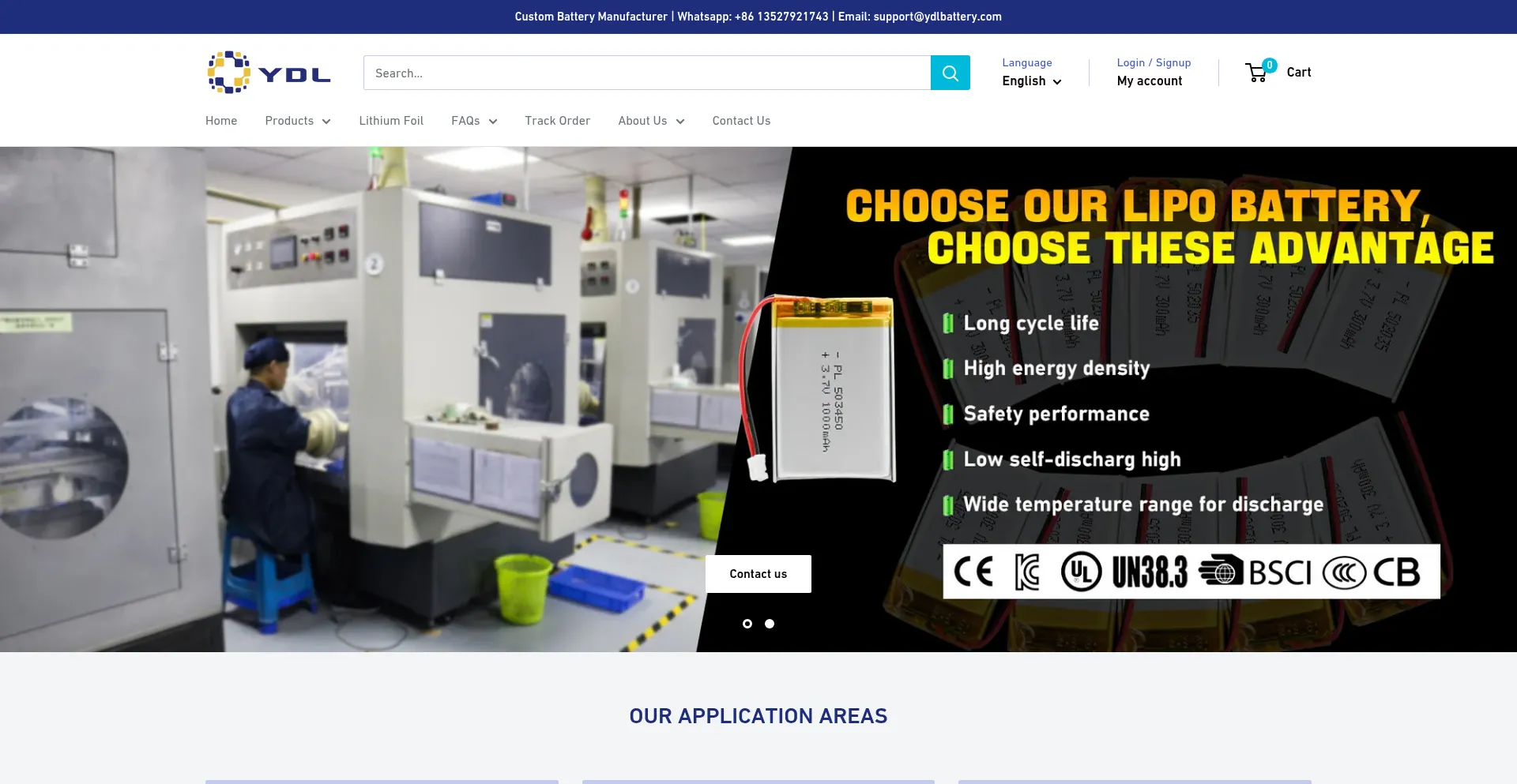 Website screenshot of Ydlbattery.com