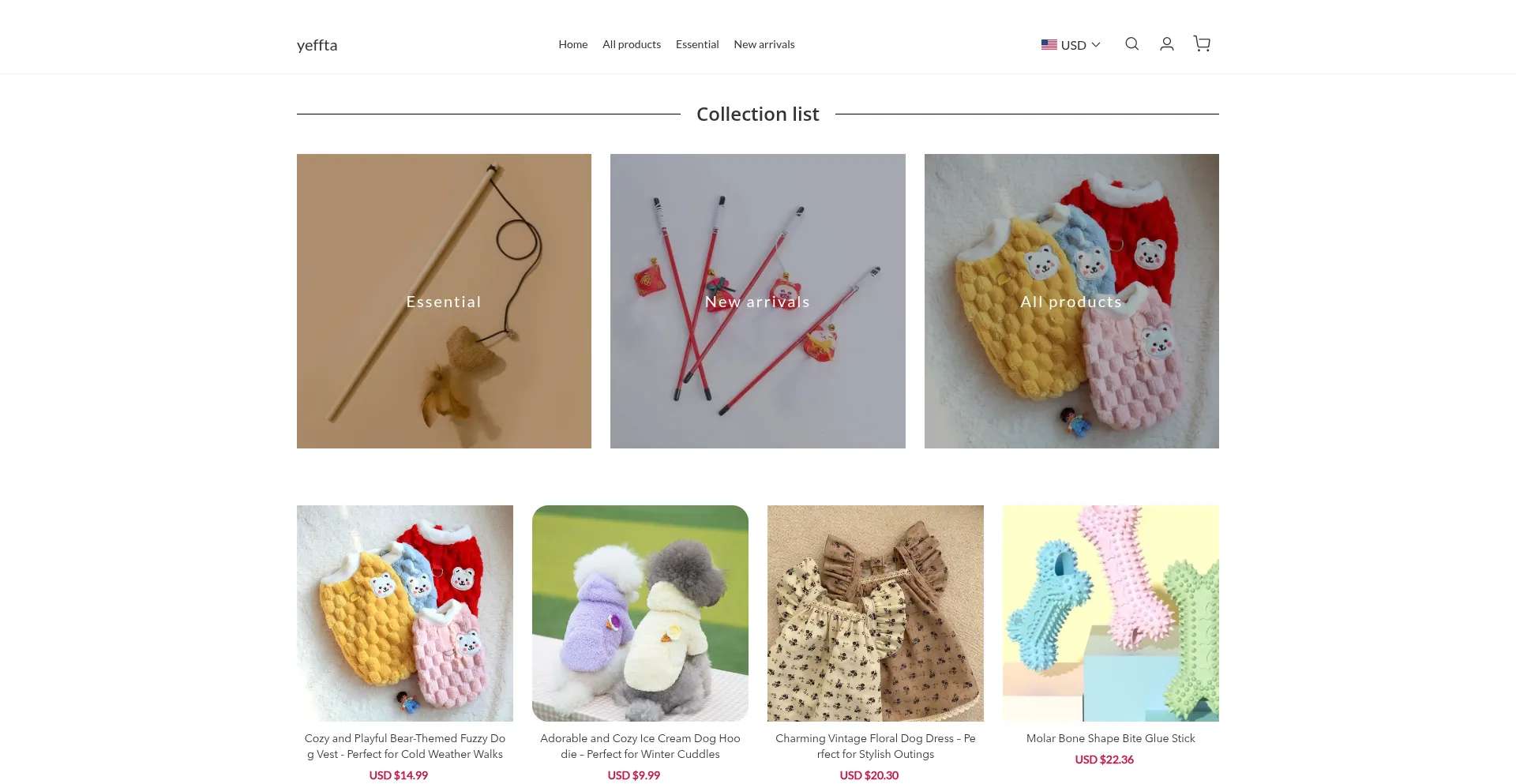 Website screenshot of Yeffta.com