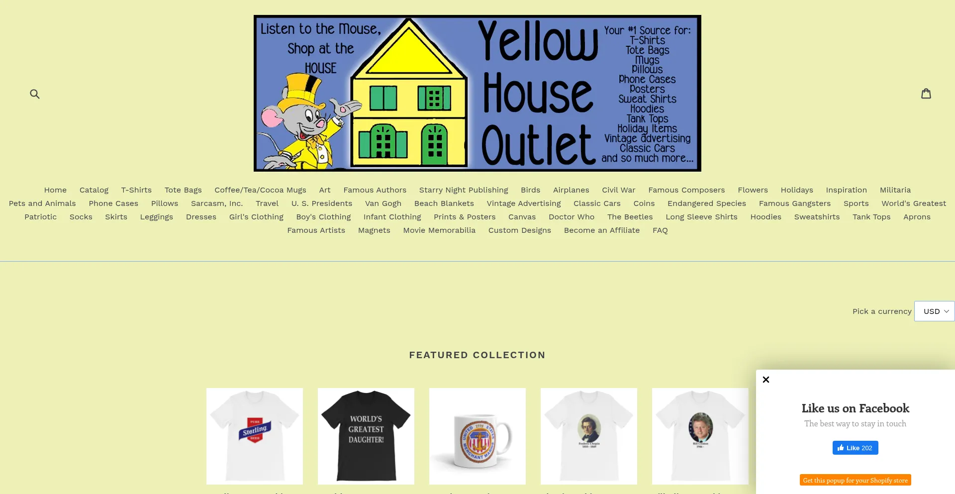 Website screenshot of Yellowhouseoutlet.com