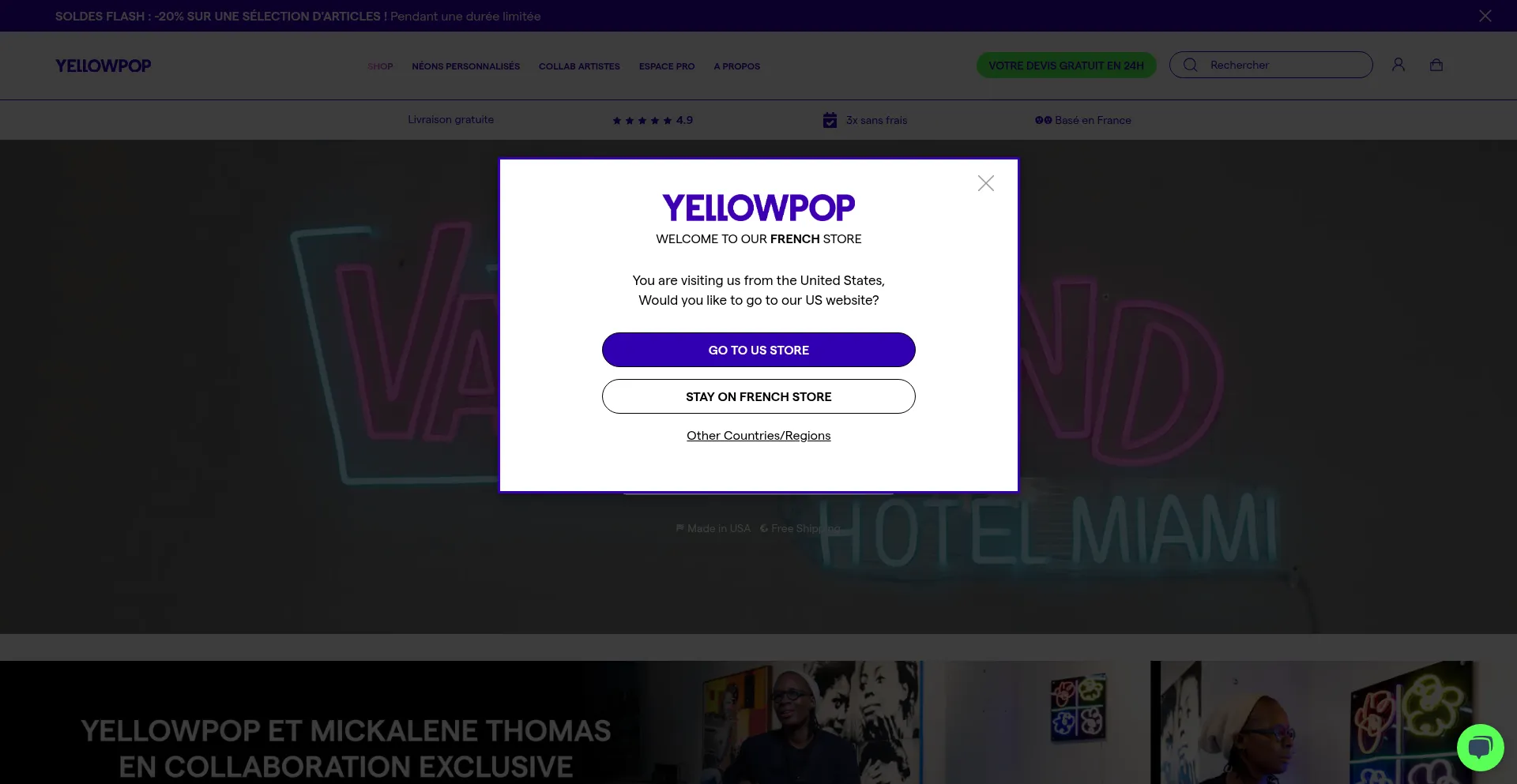 Website screenshot of Yellowpop.fr