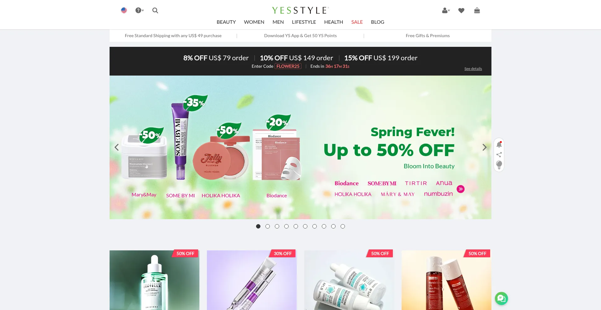Website screenshot of Yesstyle.com
