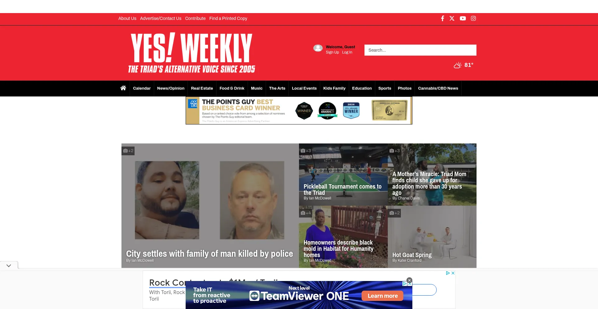 Website screenshot of Yesweekly.com