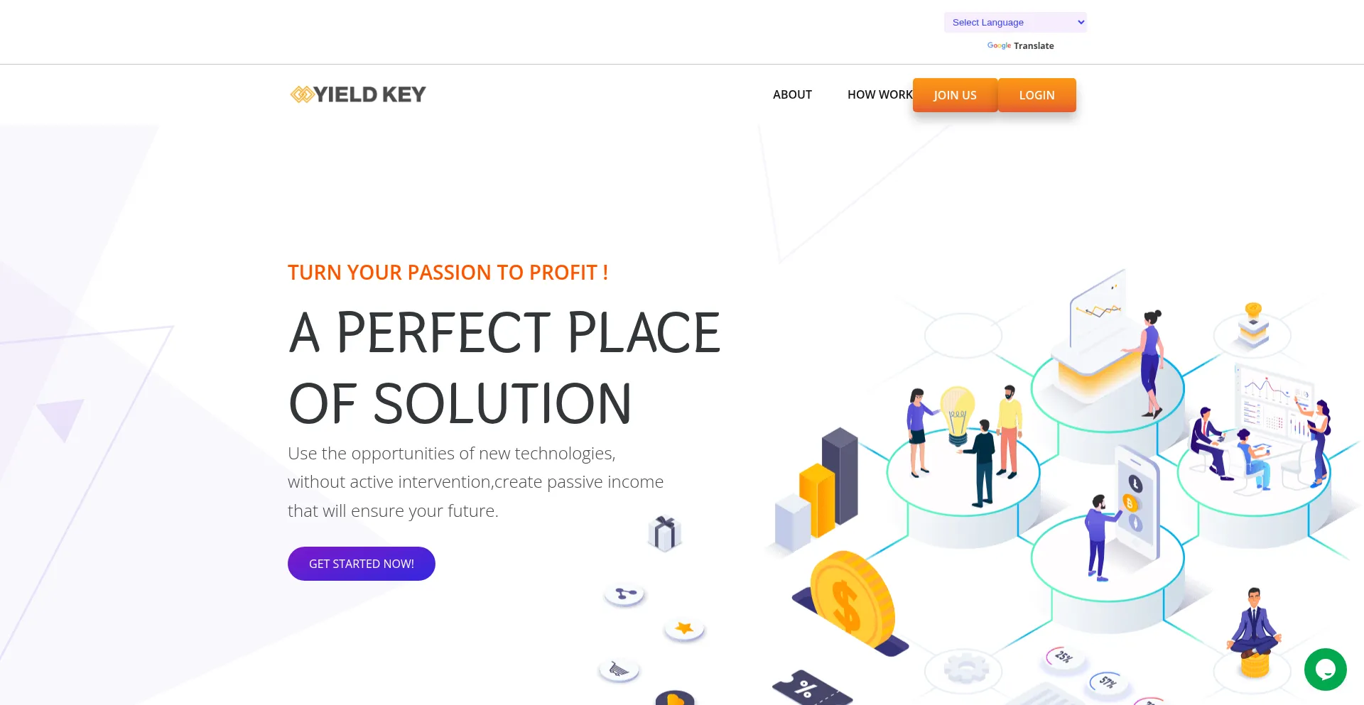 Website screenshot of Yieldkey.live
