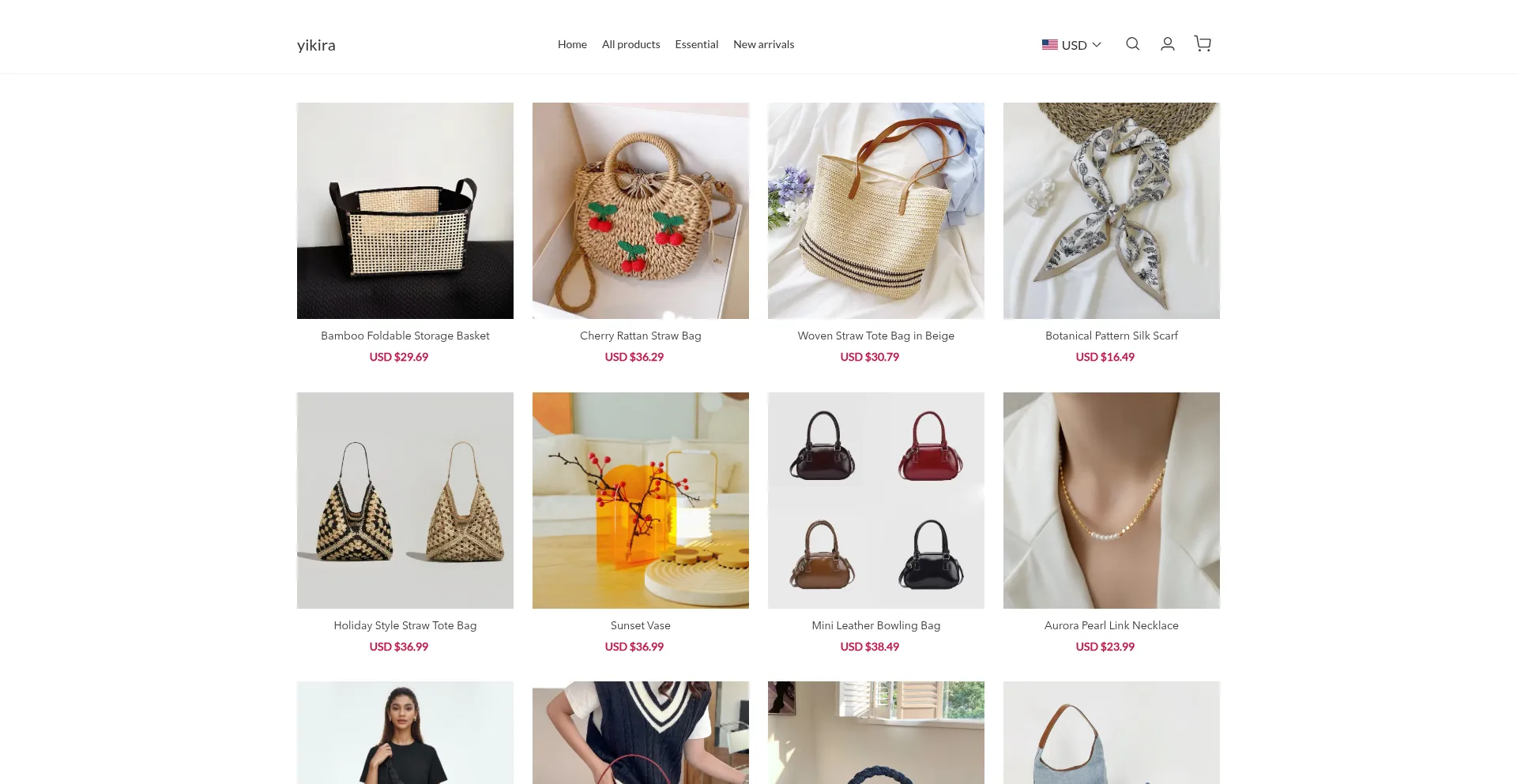 Website screenshot of Yikira.com