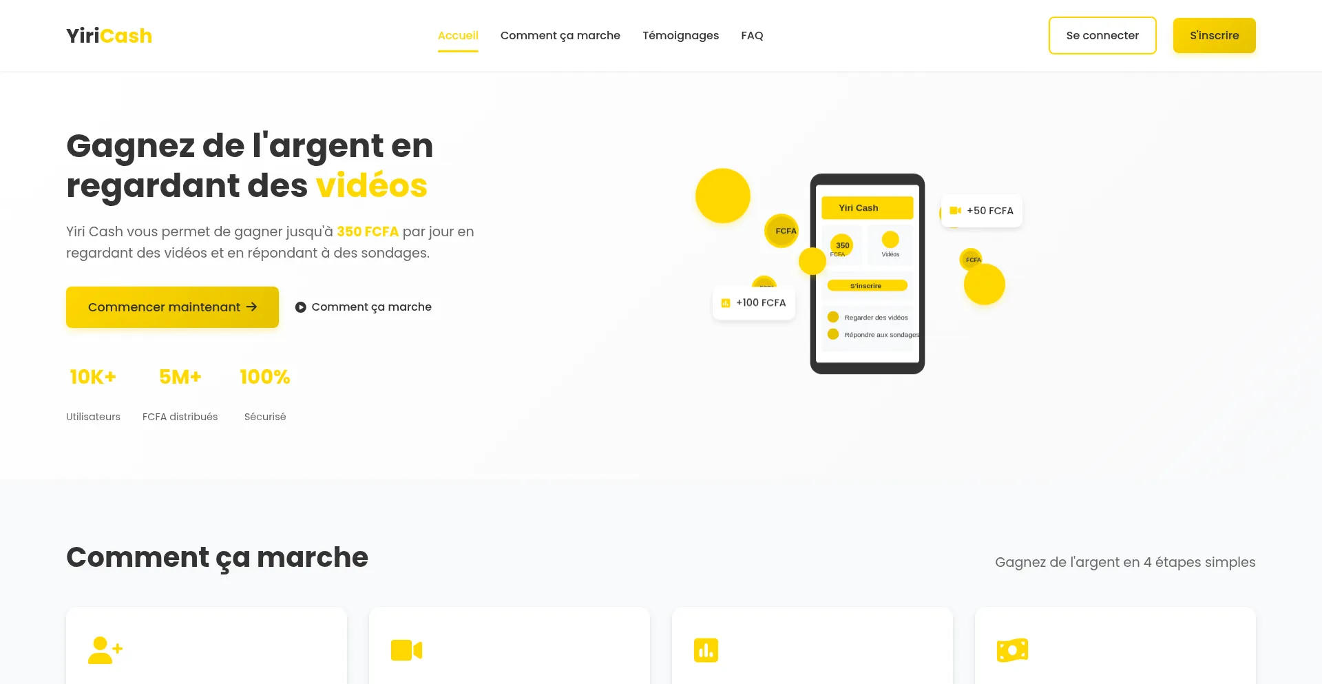 Website screenshot of Yiricash.com