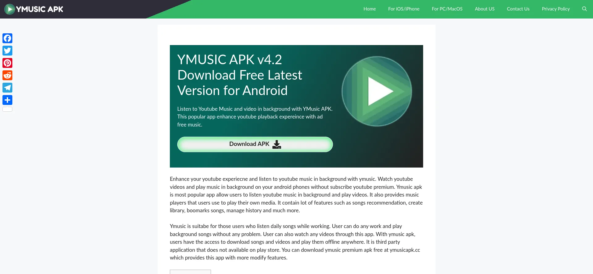 Website screenshot of Ymusicapk.cc
