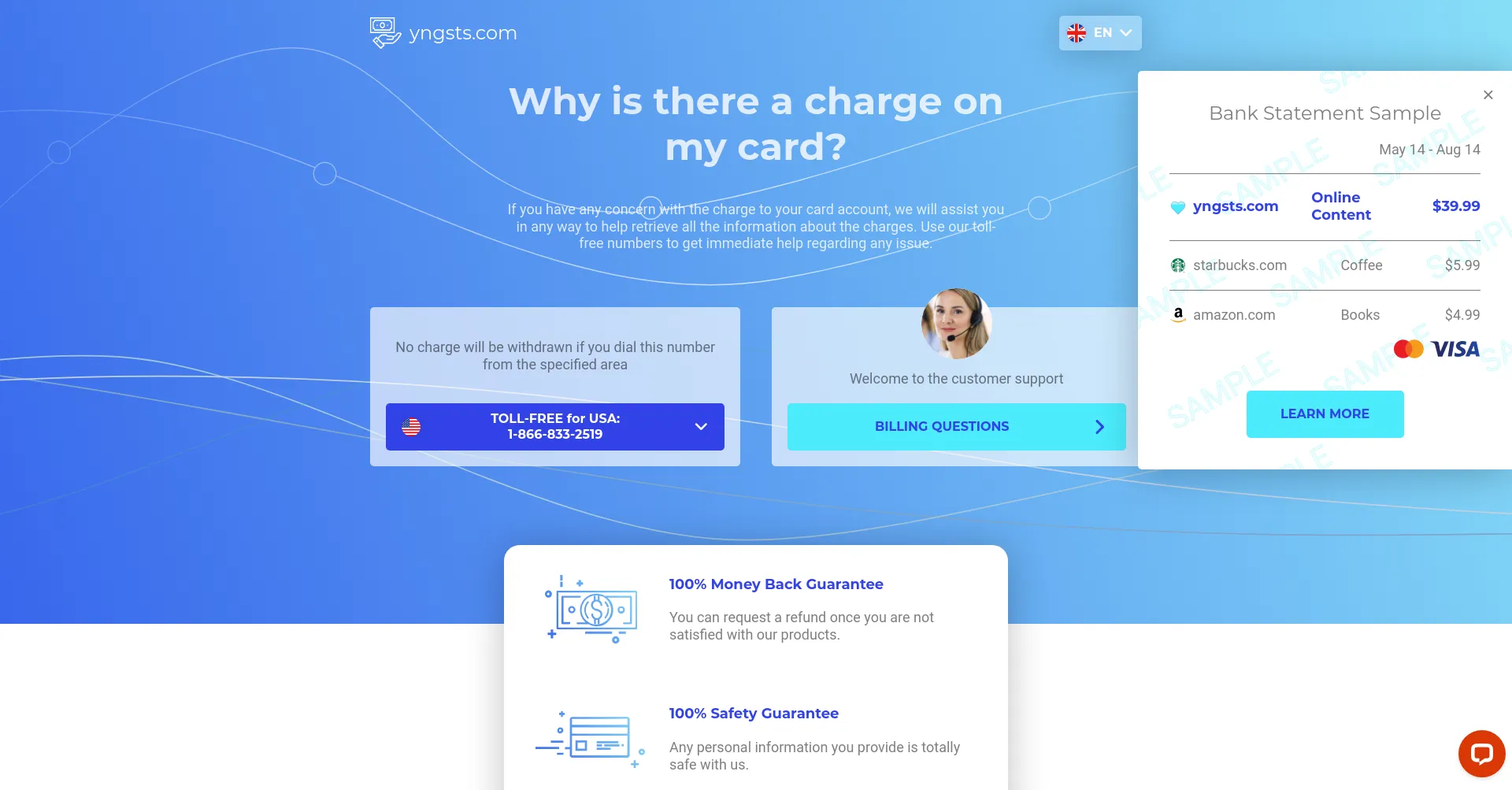 Website screenshot of Yngsts.com