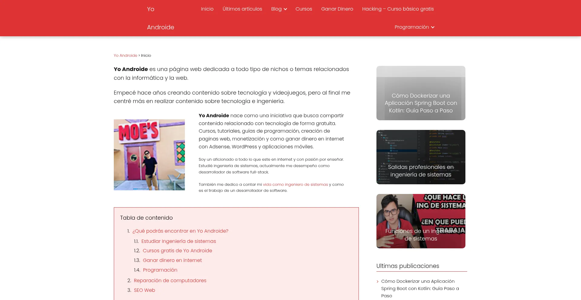 Website screenshot of Yoandroide.xyz