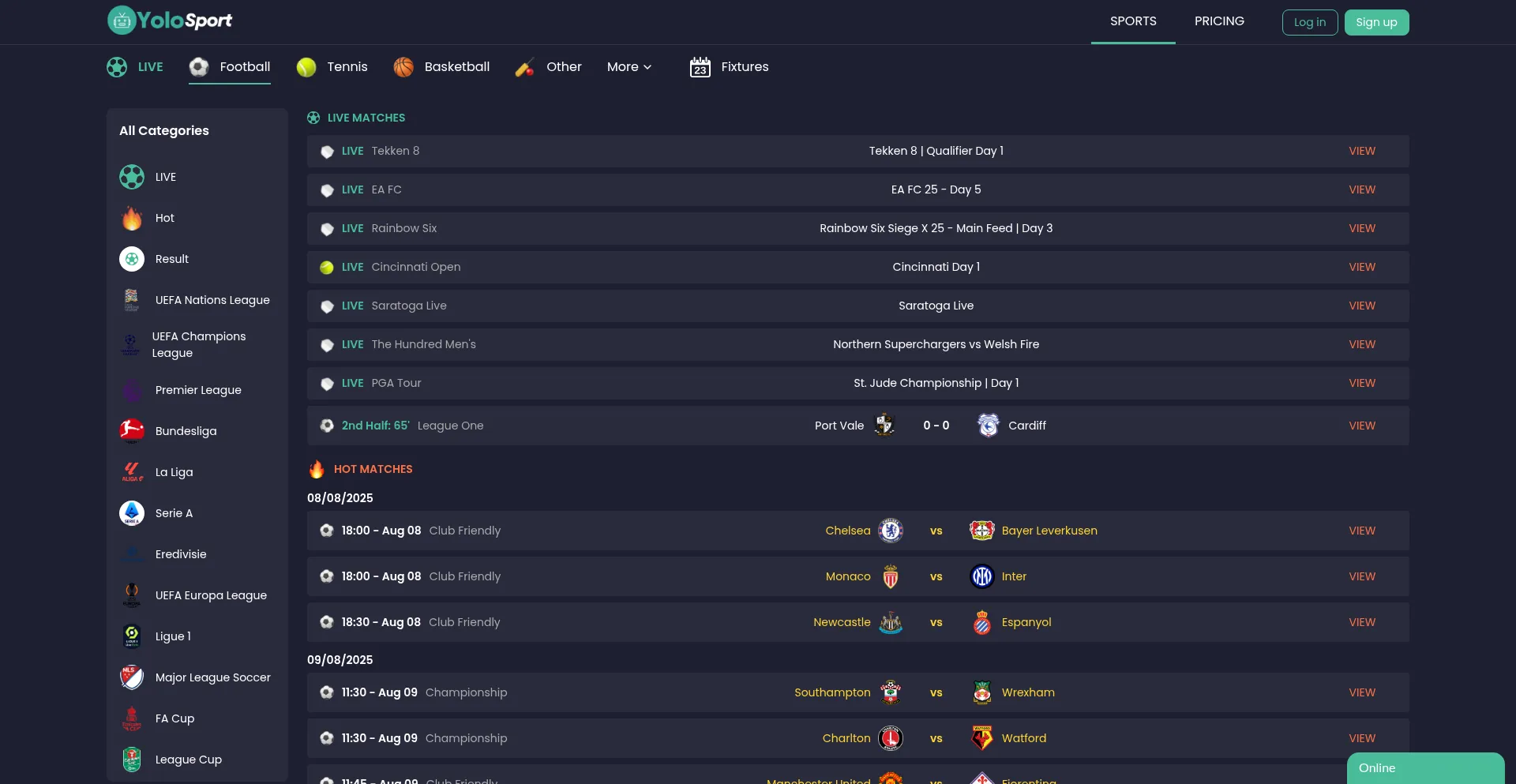 Website screenshot of Yolosport.net