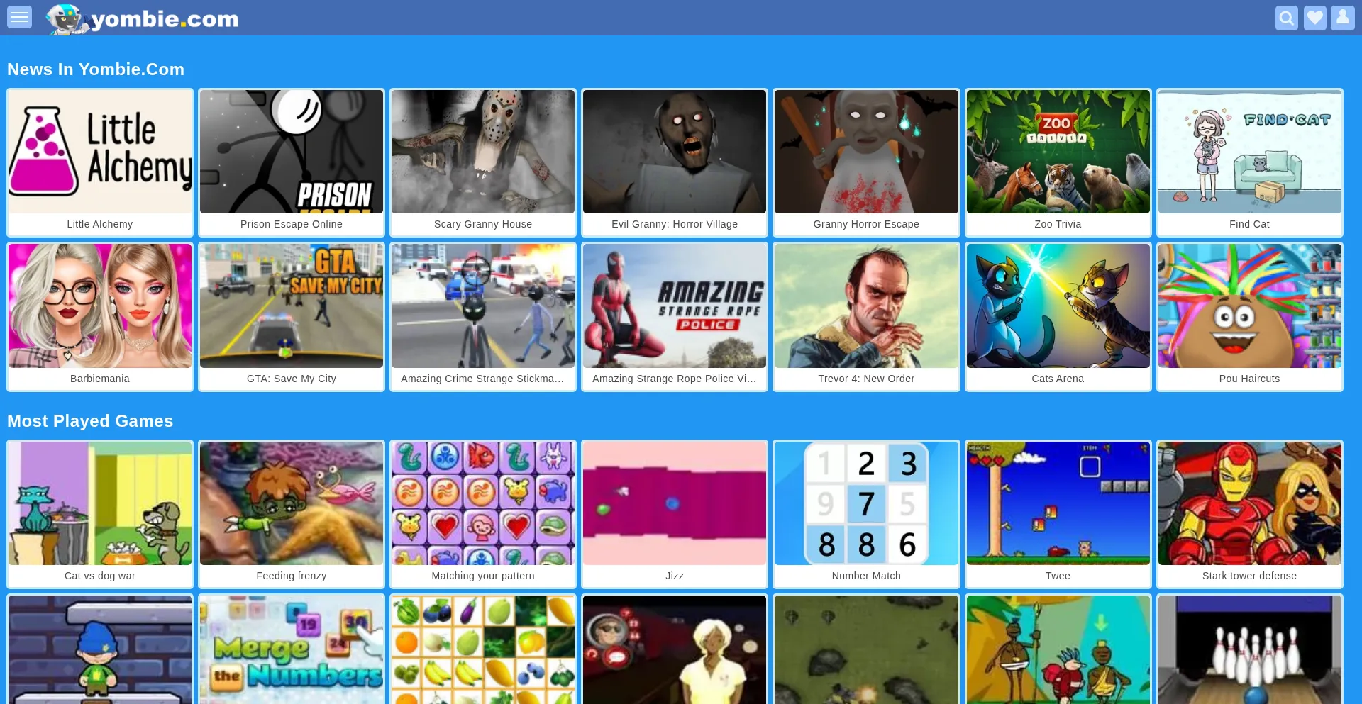 Website screenshot of Yombie.com